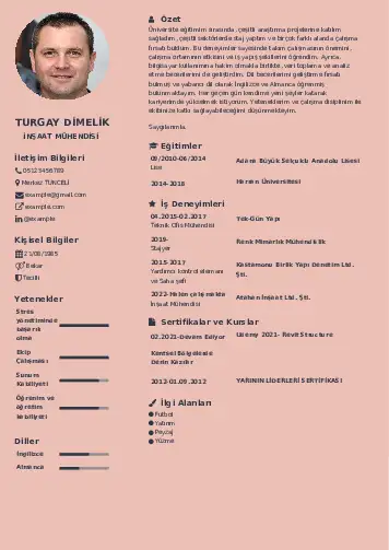 İnşaat Mühendisi Cv Örnekleri cv indir